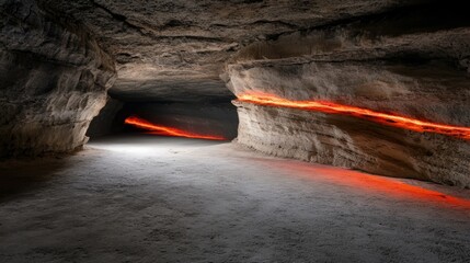 Ethereal purple flames engulf tunnel entrance in a captivating display of light and mystery