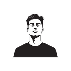 Young confident man silhouette isolated on white background. Front view. Vector illustration. AI generated.