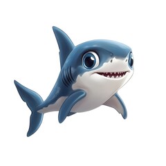 Obraz premium Cartoon A baby shark swimming, on white