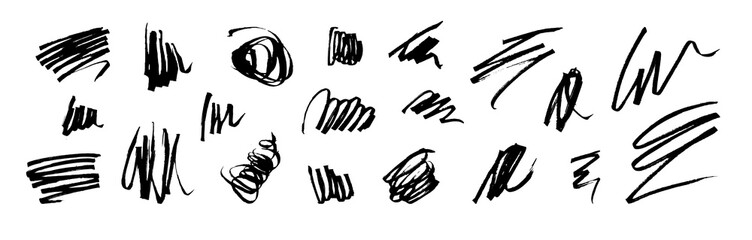Vector swish swoosh squiggle lines set. Isolated wavy handwritten signature samples. Marker brushpen zig-zag strokes. Hand-drawn rough ink brushstrokes. Doodle graffiti spirals