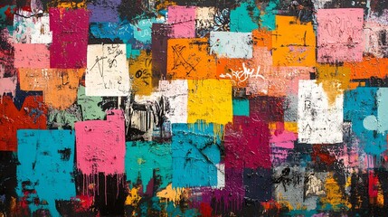 grunge wall with colorful graffiti