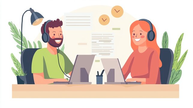 A customer service representative assisting a client promoting a customer-centric approach and a focus on client satisfaction