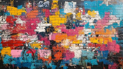 colorful graffiti on old wall