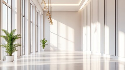 Fototapeta premium Elegant and Bright Interior with Large Windows and Natural Light