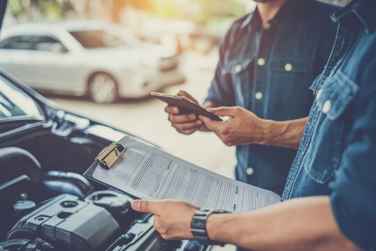 A person discussing vehicle maintenance plans with a service advisor showcasing the importance of regular maintenance for vehicle safety and reliability