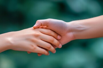 A person gently holding another persons hand promoting caring and tender human connection