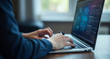 person typing on a laptop