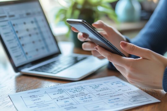 A person managing their flexible class schedule on their smartphone highlighting the adaptability of online education