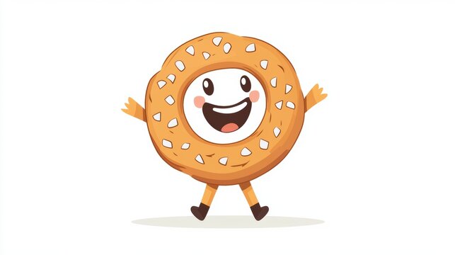 recommend clip art: Happy Cartoon Bagel Character Illustration