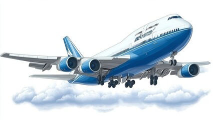 Obraz premium Airplane Taking Off Through Clouds Travel Journey Aviation Transport