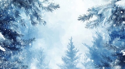 Obraz premium Enchanting Winter Wonderland: Snowy Pine Trees in Magical Landscape