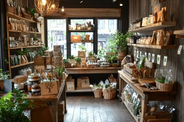 Fototapeta premium A shop offering eco-friendly products showcasing the growing demand for eco-conscious choices in everyday life
