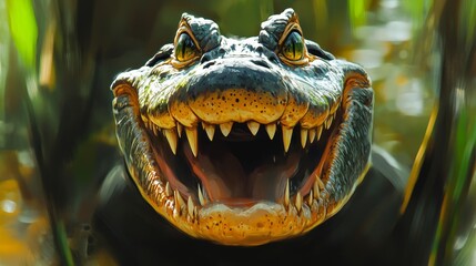 Close Up of a Crocodiles Open Jaw with Sharp Teeth