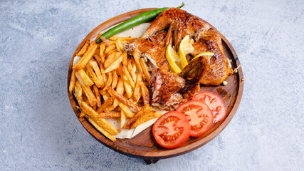 Grilled chicken and fries 
