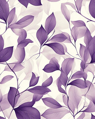 Fototapeta premium Elegant seamless pattern featuring delicate purple leaves on soft background, creating serene and calming atmosphere. Perfect for various design projects