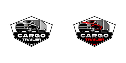 The Emblem logo features a powerful pickup truck towing a cargo trailer. Bold, uppercase text reads "CARGO TRAILER," with three stars below, conveying strength, reliability, and ruggedness. © Angon_Graphic