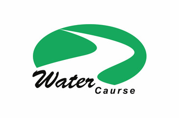 Water course   nature landscape logo design vector
