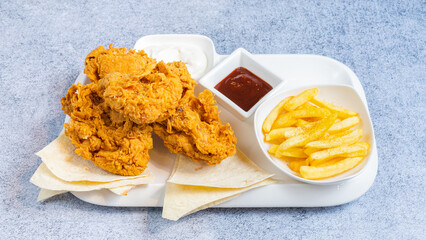 Fried chicken and fries
