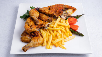 Grilled chicken and fries
