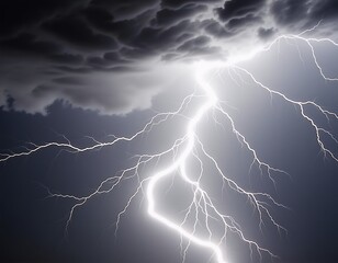 Fototapeta premium Dramatic Lightning Strike with Storm Clouds Nature Weather Power Energy