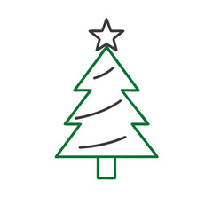 Obraz premium Simple Christmas Tree Line Icon with Star