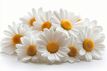 Obraz premium Daisy Isolated On White: Beautiful white daisy flowers Isolated On White Background, Daisy Blossom