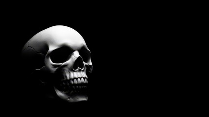 Obraz premium A darker portrayal of a human skull, adding a somber tone to Halloween decor.
