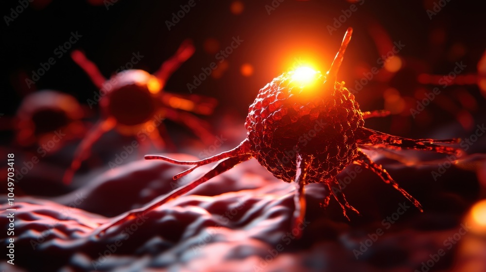 Poster a stunning 3d rendering of vibrant bacteria in a microscopic environment, featuring spherical forms 