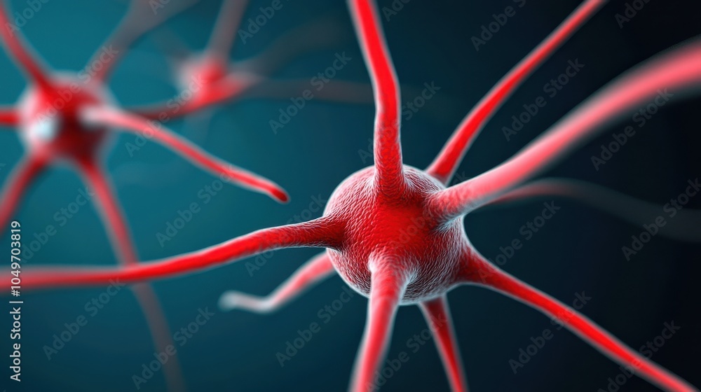 Aufkleber artistic depiction of brain neurons forming new synapses during learning with copy space