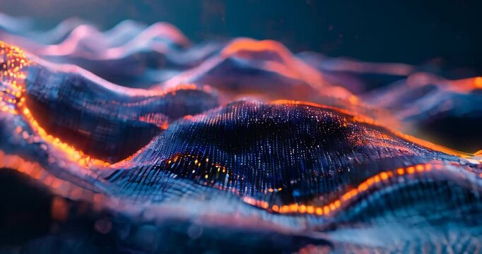 Dynamic abstract background with vibrant waves and glowing particles for slow motion video projects