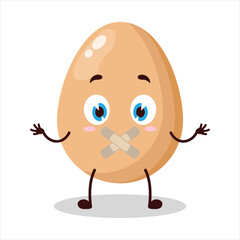 cute shut up expression of chicken egg mouth closed with plaster cartoon character