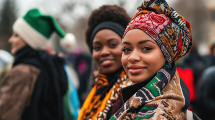 two women with winter clothes with bright colors