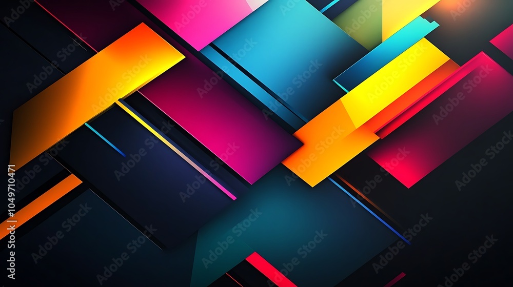 Poster energetic mix of abstract shapes creating bold geometric design