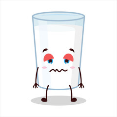 cute grumpy expression of milk character
