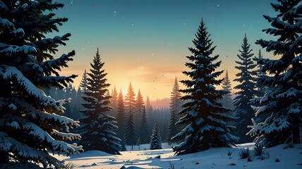 Fototapeta premium Christmas Magic: A Winter Forest Landscape Background
