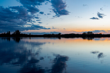 Sunset over lake