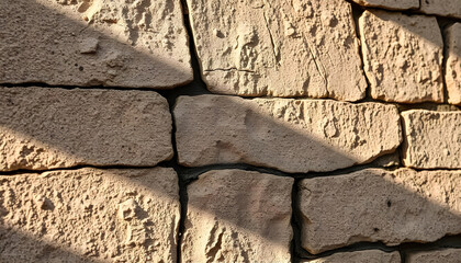 Fototapeta premium Rustic Stone Wall with Uneven Cracks Texture