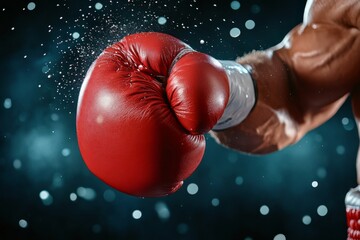 A boxer delivering a knockout punch, taking down their rival in a high-stakes boxing ring