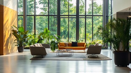 Spacious Open Concept Living Room with High Ceilings