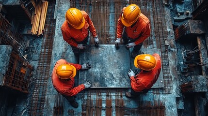 construction workers having a meeting at work