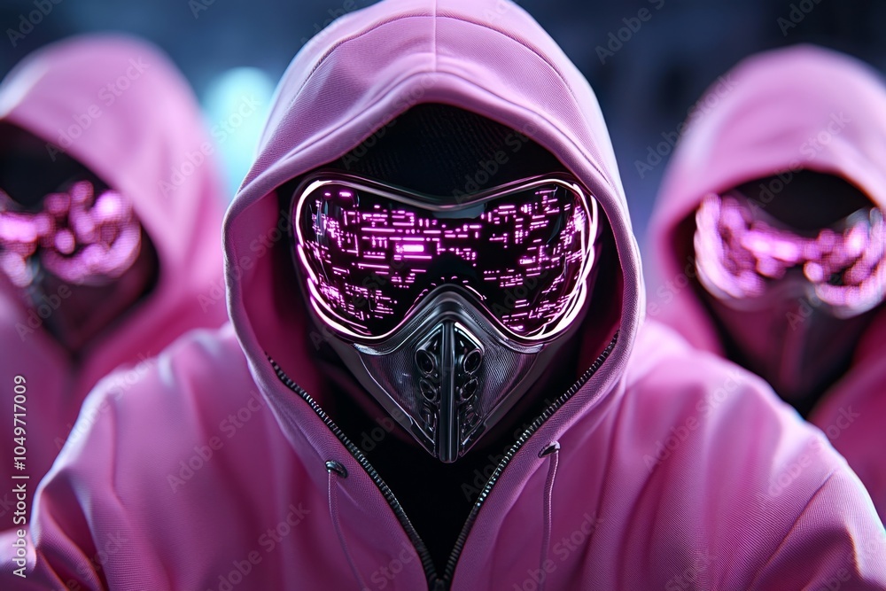 Poster A cyberpunk hacker and AI taking turns controlling a digital heist, manipulating glowing holographic interfaces in a high-tech, neon-lit room