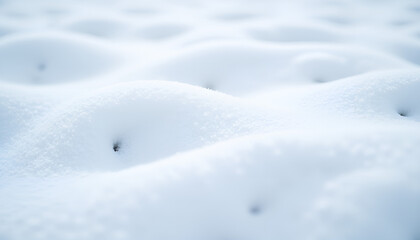 Obraz premium Close-up of smooth snow surface with gentle undulations, showcasing winter tranquility and pristine beauty