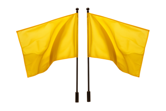 Yellow flags are often used in various sports to signal specific actions or events. This showcases pair of vibrant yellow flags, emphasizing their importance in officiating and communication during