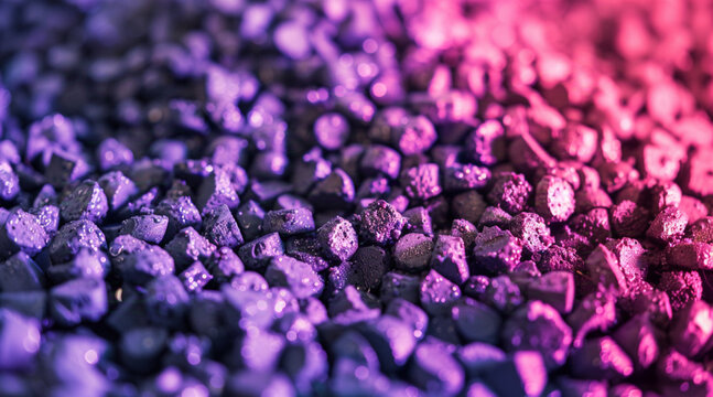 a close up of a rainbox cat litter including pink and purple hues.
