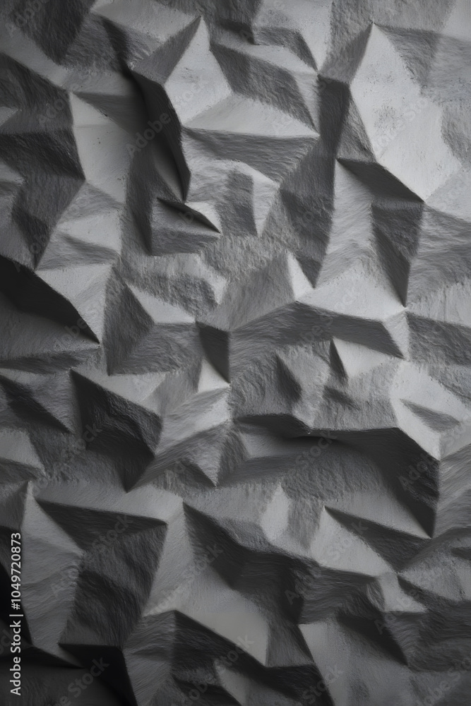 Aufkleber abstract geometric pattern with 3d folded textures in monochrome gray