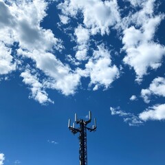 Obraz premium Cellular aerial tower against blue sky
