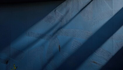 Abstract Moody Blue Wall Texture with Long Shadows. Ideal for Minimalist Backgrounds, Web Design, and Visual Storytelling in Photography or Graphic Projects, Conveying Calm and Depth