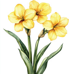 jonquil flower watercolor clipart illustration