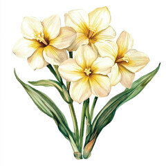 Obraz premium jonquil flower watercolor clipart illustration