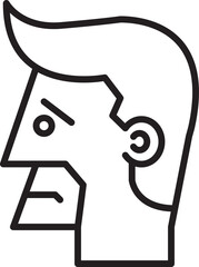 Sad Man Face Avatar Line Art
